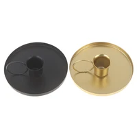 Iron Black Gold Plated Candle Holders Pillar Metal Plate For Wedding Party Festival Candlestick Holder Art Gift Home Decoration 3