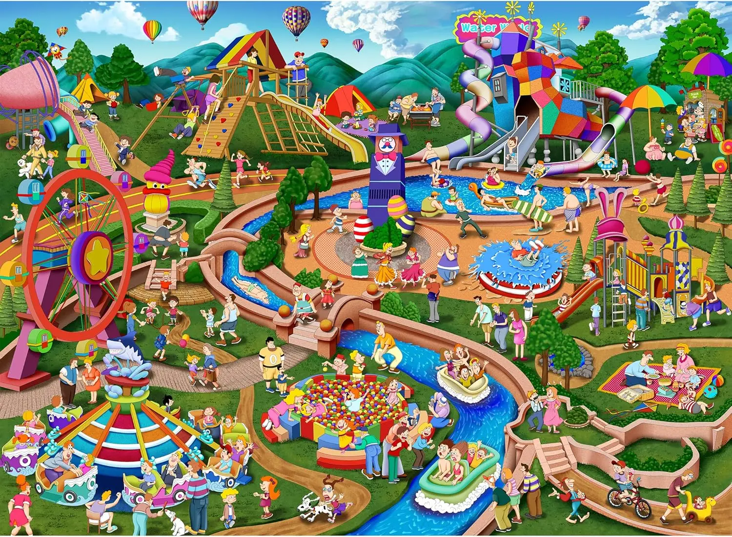 1000/500/300 Pieces Paper Puzzle for Amusement Park Jigsaw Puzzles for Challenging Family Activity Games Party Birthday Gift