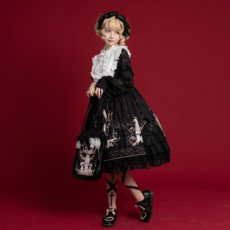 Sweet Long Sleeve Lolita Midi Dress Reunion World ~ By OCELOT lolita dress lolita suspender dress suspender dress lolita skirt