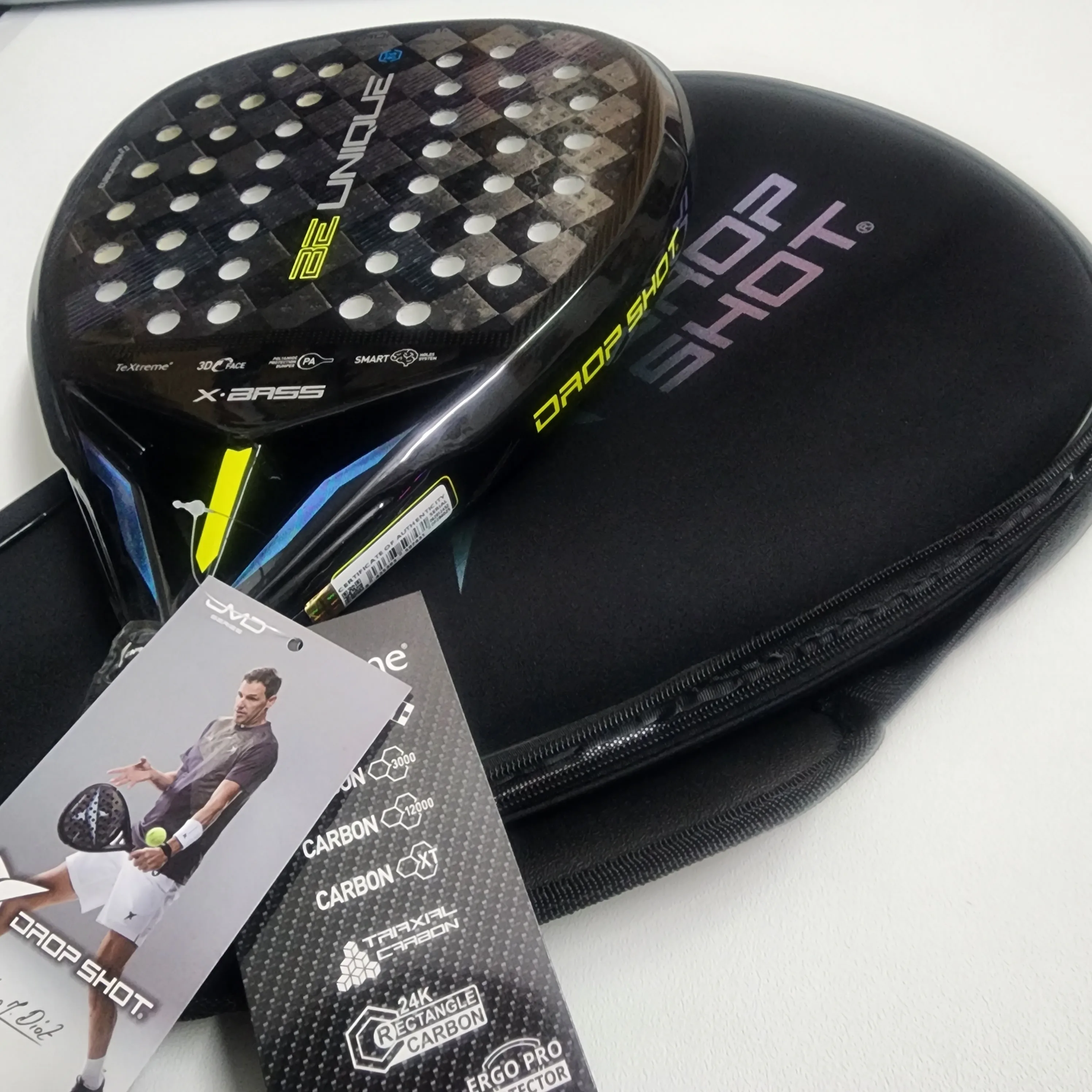 Padel Tennis Racket 12k Carbon Fiber Rough Surface High Balance EVA SOFT Memory Paddle