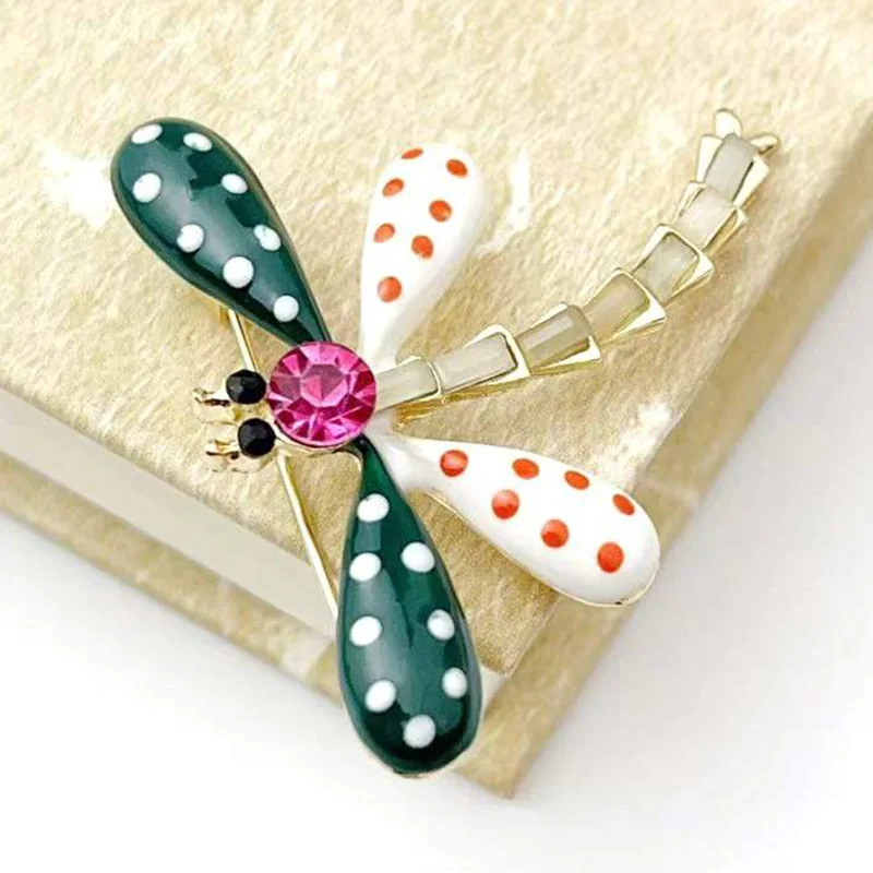 Delicate Cute Colorful Enamel Dragonfly Brooch Metal Acrylic Anti