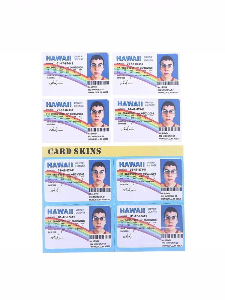 1/4PCS Mclovin Bank Credit Cards Bus Pass Stickers Cool Decoration Waterproof Card Driver's License Credit Card Sticker