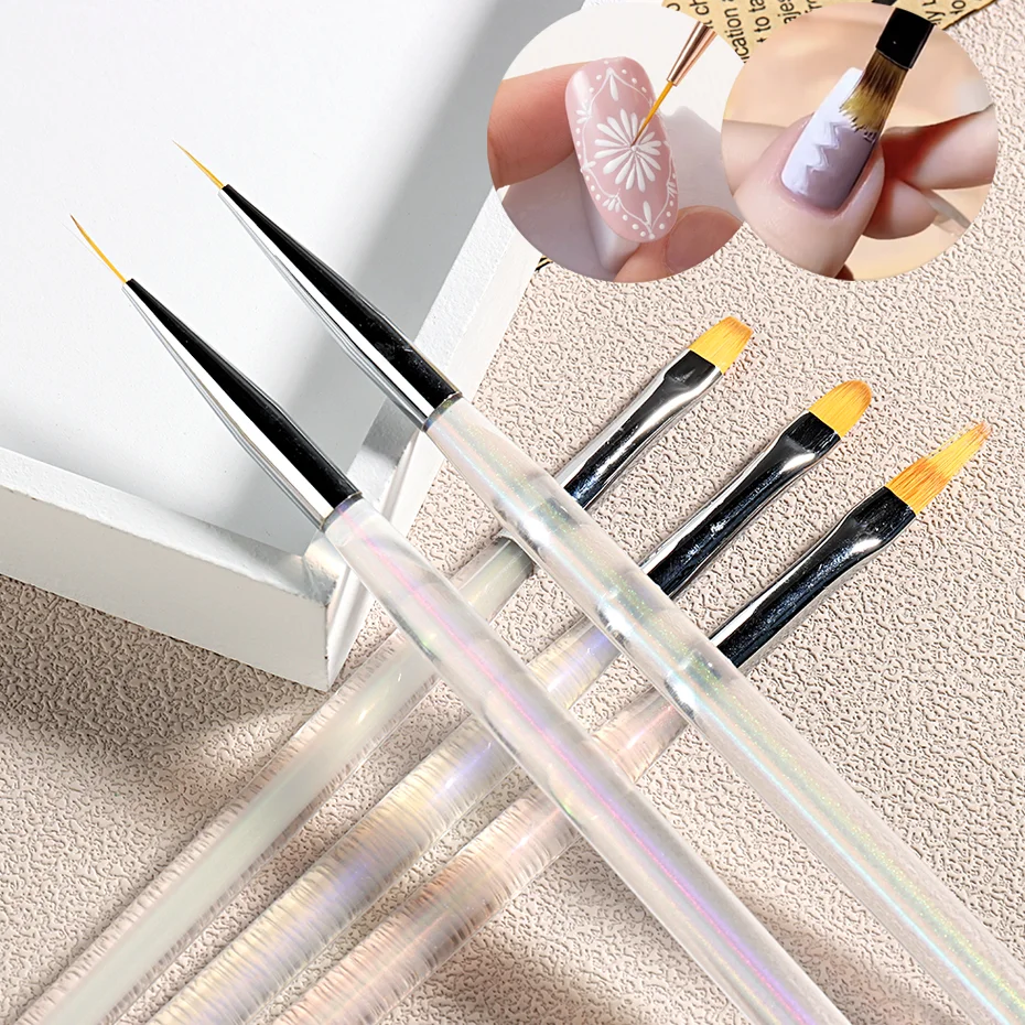 

1Pcs Gradient Color Painting Nail Brush Aurora Extremely Fine Line Nails Decoration Brush Acrylic Pen Handle For Manicure JGH01