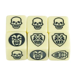 Set of 6 Vibrant Dice - Transparent and Opaque Marble Colors (15 Opaque Ivory)