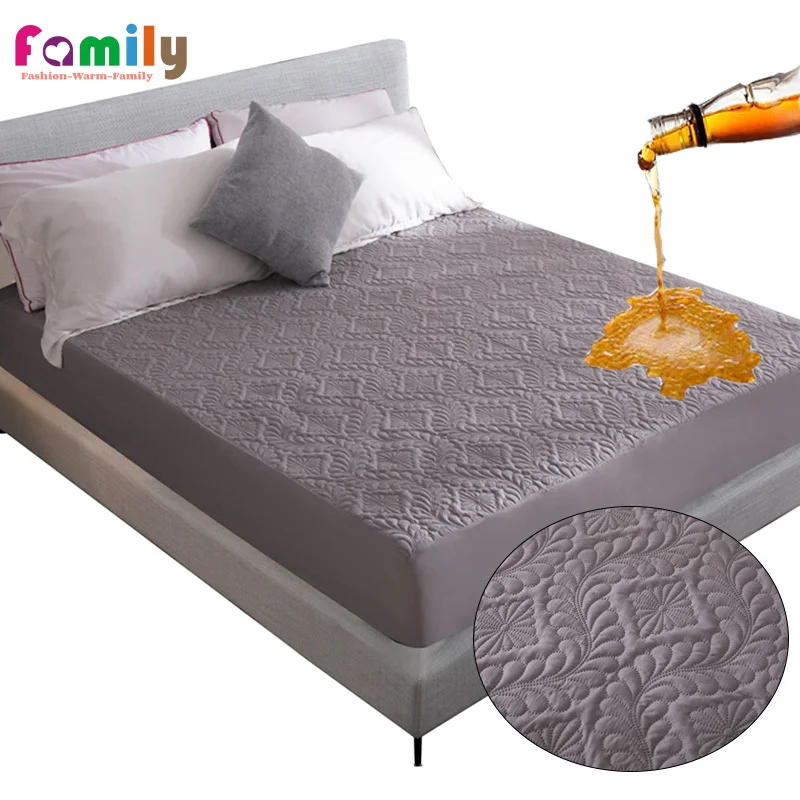 

Jacquard Quilted Waterproof Mattress Cover Comfortable Breathable Absorbent Single Double Bedspread Protector 160x200CM