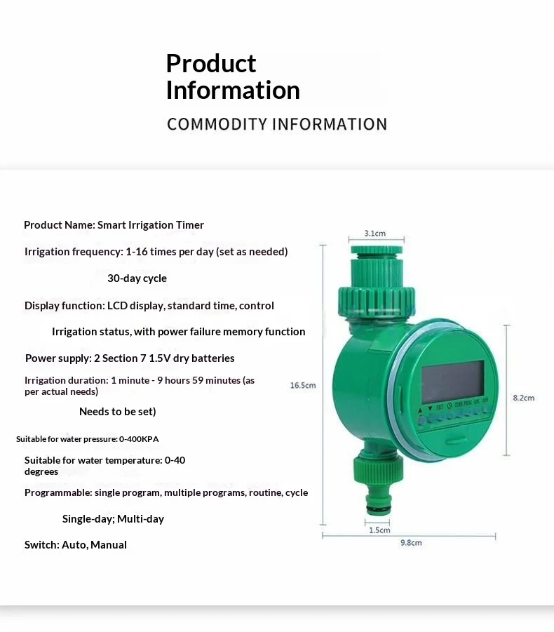 Automatic Garden Irrigation Timer LCD Display Waterproof Programmable Watering C