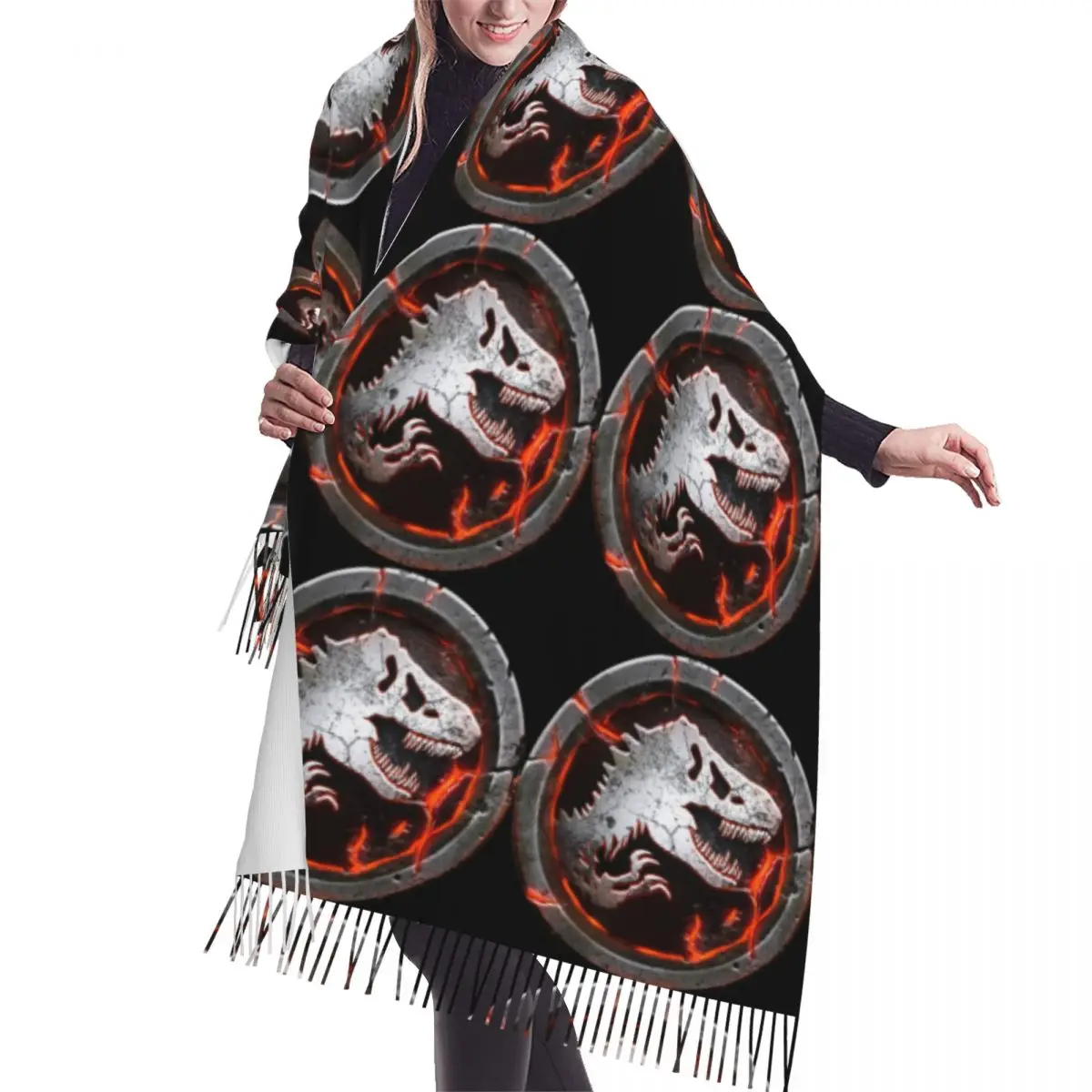 

Custom Printed Jurassic Dinosaur Print Parks Scarf Men Women Winter Fall Warm Scarves Shawls Wraps