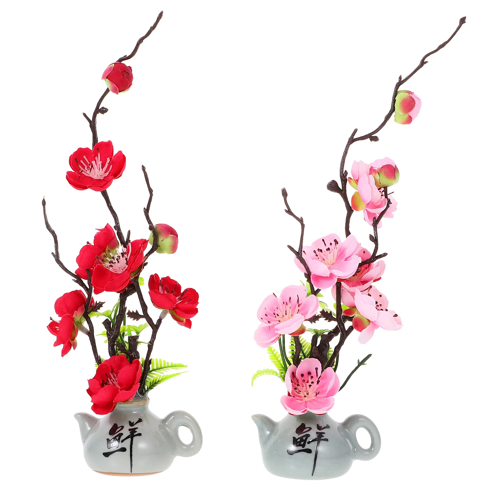 

Cake Decorationsation Chinese Style Dish Plate Cake Decorationsations Fake Artificial Ornament Plum Blossom Plants Favor