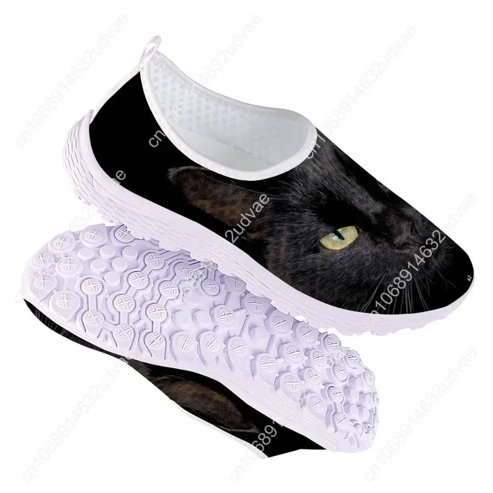 Doginthehole Kittens Cute Baby Cats Printed Spring Summer Mesh Sneakers Women Casual Flats Super Light Walking Female Flat Shoes