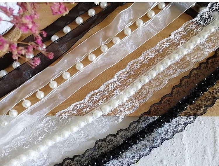 Description Picture 2 of item1 meter Pearl Lace Lace Accessories Handmade Diy Accessories Collar And Placket Clothing Bead Belt Handmade Webbing