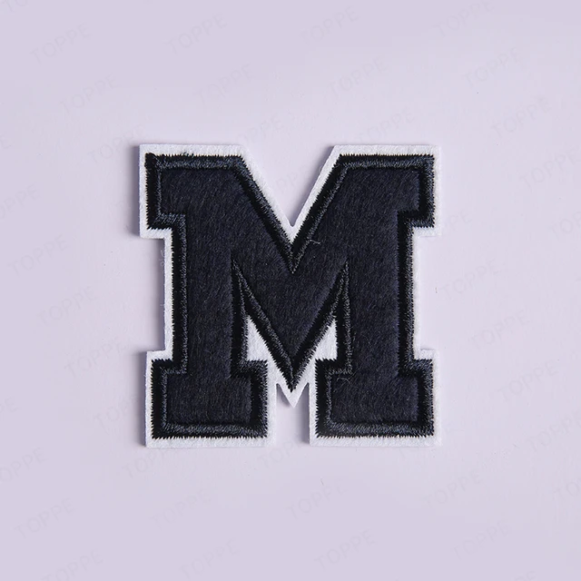 LARGE Light Grey / Black Letter Patch Patches Iron on / Sew on