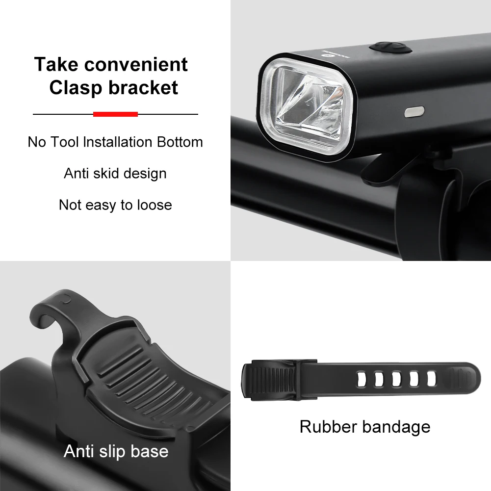 Toud Lampe Frontale - Feu Arrière À Vélo - 5 Ampoules À Led - 7 Modes D
