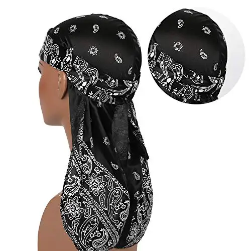 Durag In Seta Confezione 6 Pezzi | Coda Lunga E Cinghie Larghe | 6 Colori Per Styling Capelli - Foto 2