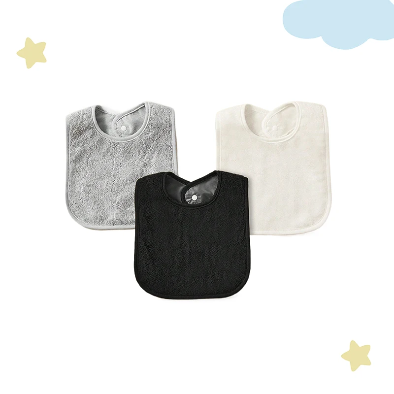 4 יחידות / 3 יחידות מטליות להאכיל תינוקות בנות ובנים בצבע מוצק, עמידות במים, מגבות לילדים