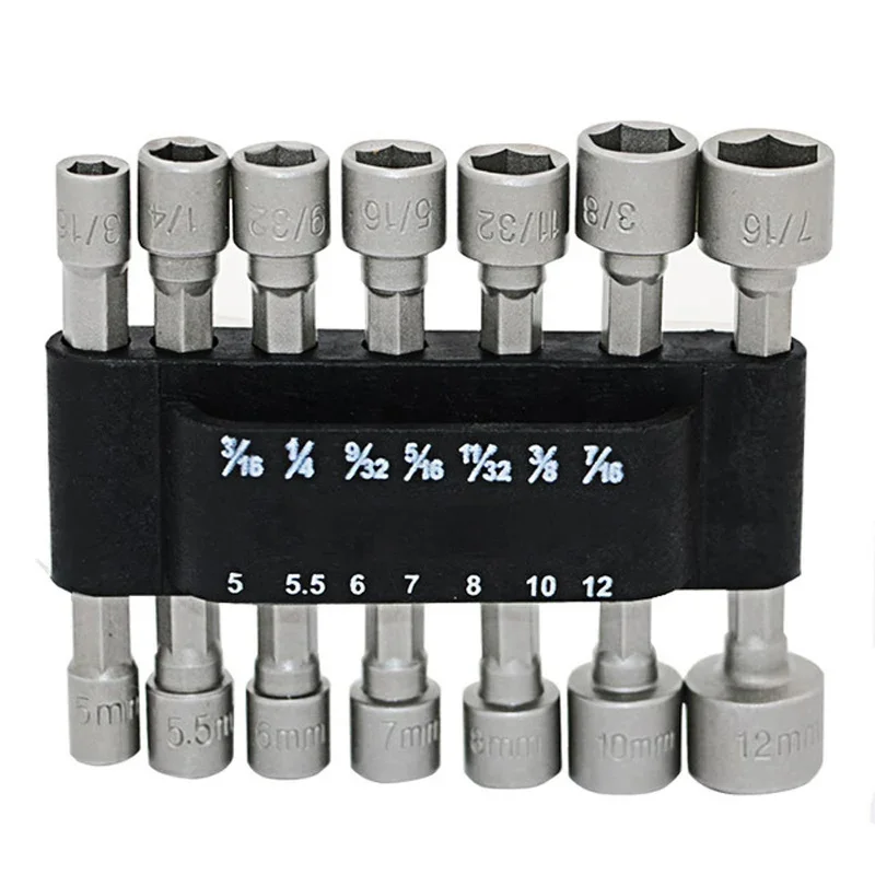 

14pcs Power Nut Driver Set Black Case Dual Metric & Standard 1/4"Shank Screwdrivers Nutdrivers Nut Driver Socket Bits Drill