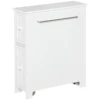 Kleankin Narrow Bathroom Cabinet on Wheels, Freestanding Toilet Paper Holder with 2 Drawers, Towel Rack, White 1