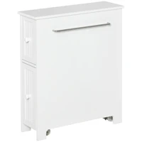 Kleankin Narrow Bathroom Cabinet on Wheels, Freestanding Toilet Paper Holder with 2 Drawers, Towel Rack, White 1