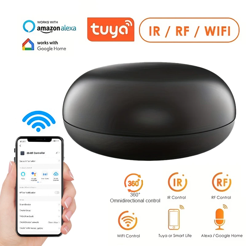 

IR FR Remote Control Smart wifi Universal Infrared Tuya forsmart home Control for TV DVD AUD AC Works with Amz Alexa Google Home