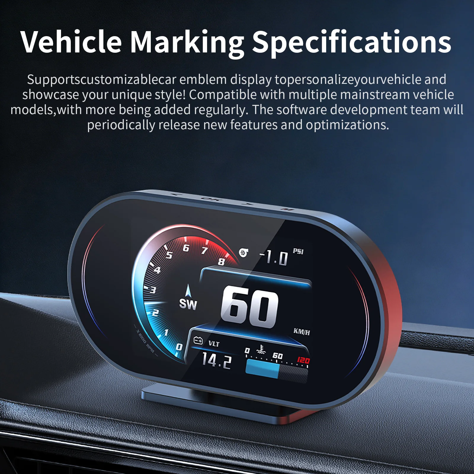자동차 헤드업 디스플레이 P27 게이지 고화질 속도계 자동차 진단 도구 OBDⅡ+GPS 스마트 OBD 오류 코드 제거