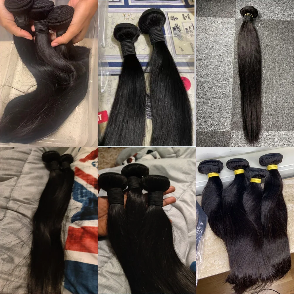

Brazilian 100% Human Hair Straight Bundles Weaving Weave For Black Women Bundles Deal Natural 30 Inch Bundle Hair Extensions