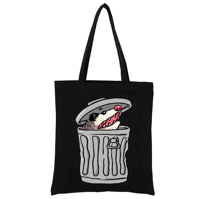 

Trash Can Opossum Printd Shopping Bag Funny Tote Bags Women's Handbags for Women Casual Totes Fashion Shopper Totebag Eco Canvas