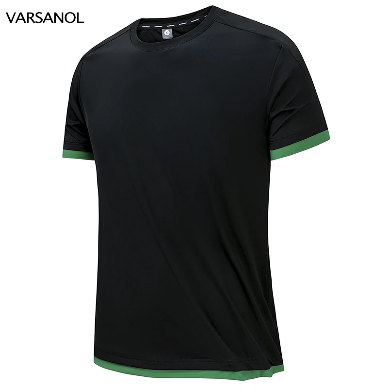 

VARSANOL Black Oversized T-shirt Men Summer Streetwear Casual O Neck Men's Clothing Nylon Y2K Short Sleeve Top Tees Homme 5XL