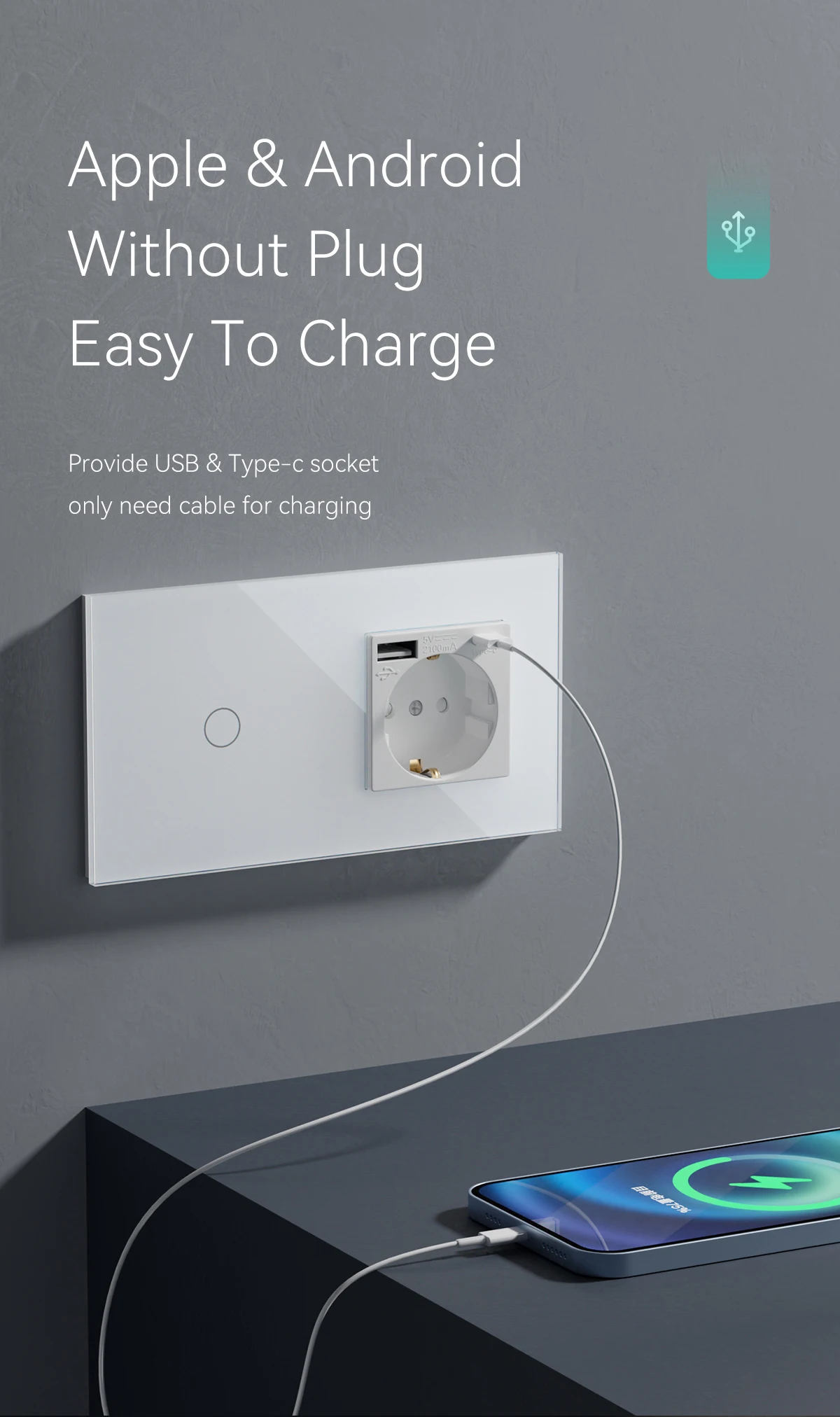 interruptor de toque 1gang 1way sensor cristal