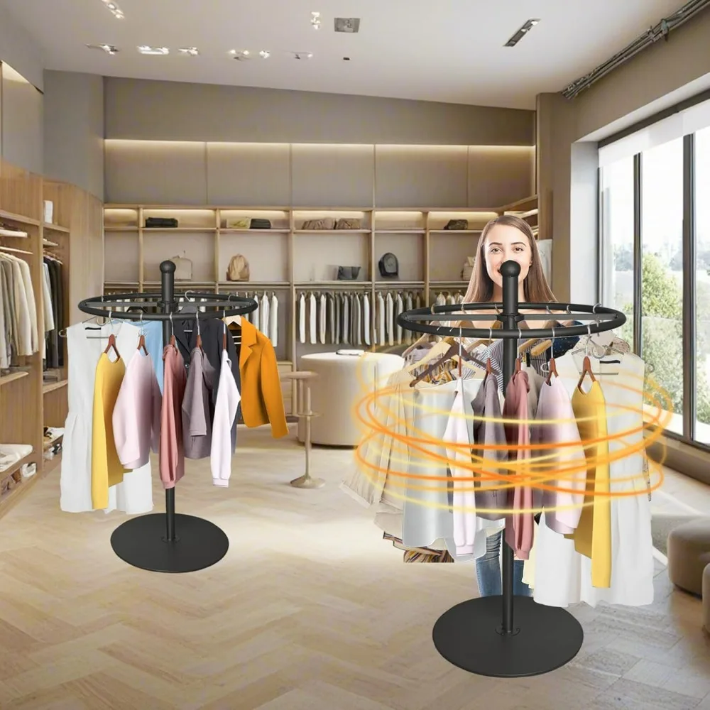 Portable Floor Clothing Rack for Retail and Home Use - Rotatable Display Stand for Hanging Garments in Boutiques and Bedrooms