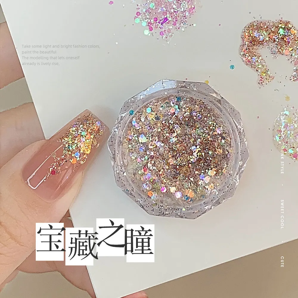 4 Gläser/Set Meerjungfrau Sparkle Nail Art Glitter Ultradünne Laserflocken Holographische Pailletten Unregelmäßige Lose Nail art Staub Zubehör – Detail 8