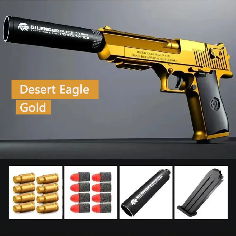 Toy Guns Children Desert Eagle Pistol Manual Handgun Foam Dart Blaster Shooting Model Launcher For Boys Girls Outdoor Games