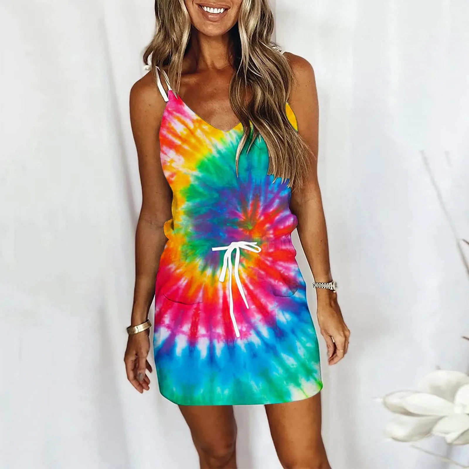 Summer Women Clothing Laminated Decoration Poplin Sleeveless Sling Dress Slimming main image 1