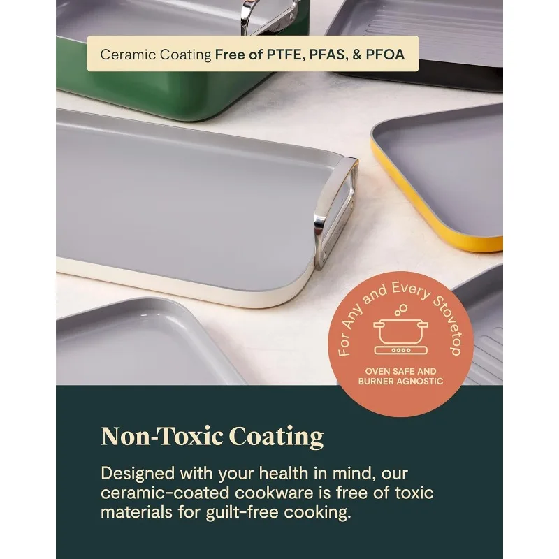 Caraway Square Cookware Set - Square Pans Set - Perfect for Griddling, Toasting, Searing, Roasting, and More 4