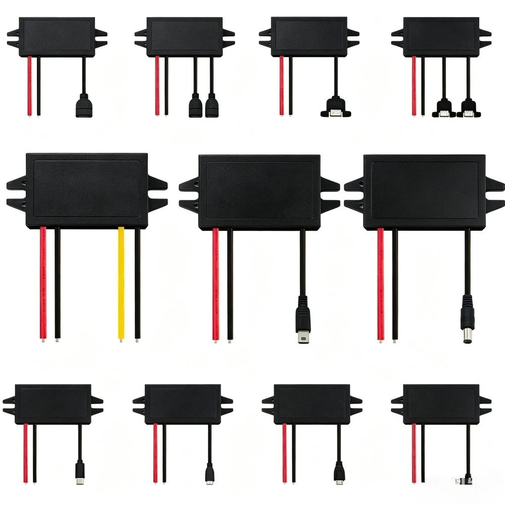 Waterproof Dual USB DC-DC Power Converter Module, 12V to 5V 3A 15W