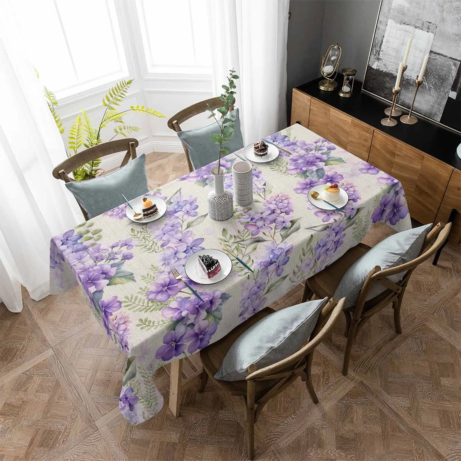 

Водонепроницаемая скатерть в виде листьев фиолетового винограда, водостойкая, декоративные принадлежности, прямоугольная скатерть для кухонного стола, декор для кухонного стола