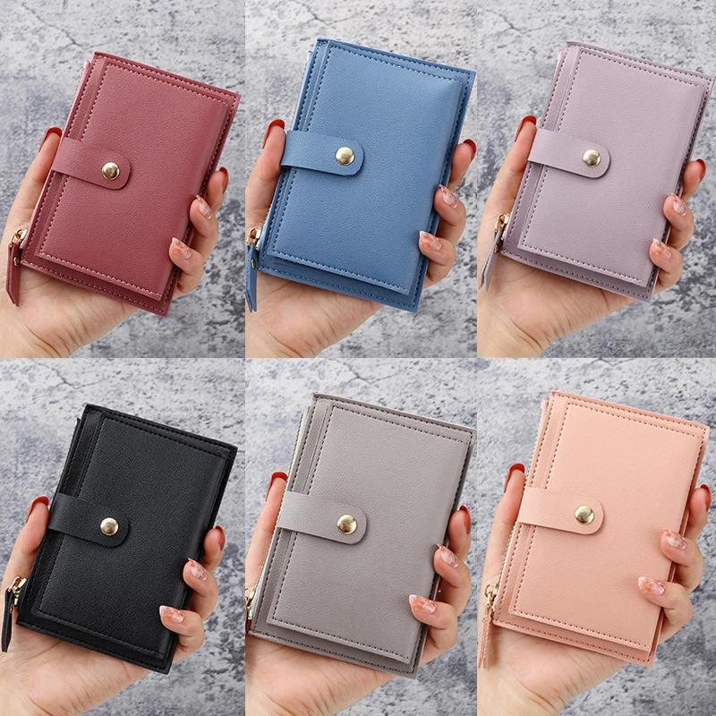 

Simple PU Leather Women's Wallet Fashion Candy Color Square Zipper Buckle Banknote Bank Card Storage Clutch Daily Coin Purse