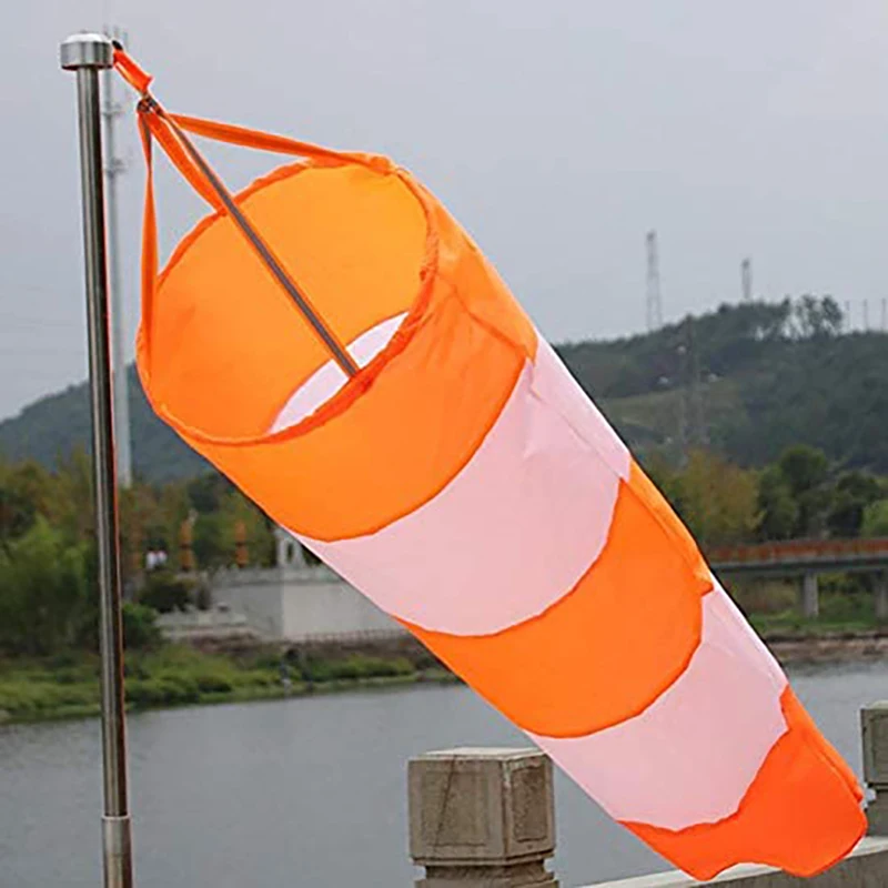 Wind Sock 60/80/100cm Windsock Outdoor Wind Direction Measurement Reflective Belt Rip-stop Weather Vane For Airport Aviation Garden Farm