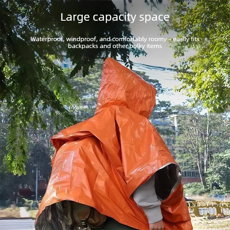 1-10PCS 비상 담요 판초 방수 방풍 열 반사 생존 비옷 캠핑 하이킹 야외 키트