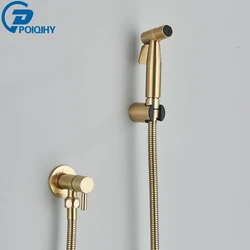 Luxurious Brushed Gold Handheld Stainless Steel Bidet Sprayer with Hygienic Shower Function (Brushed Gold)