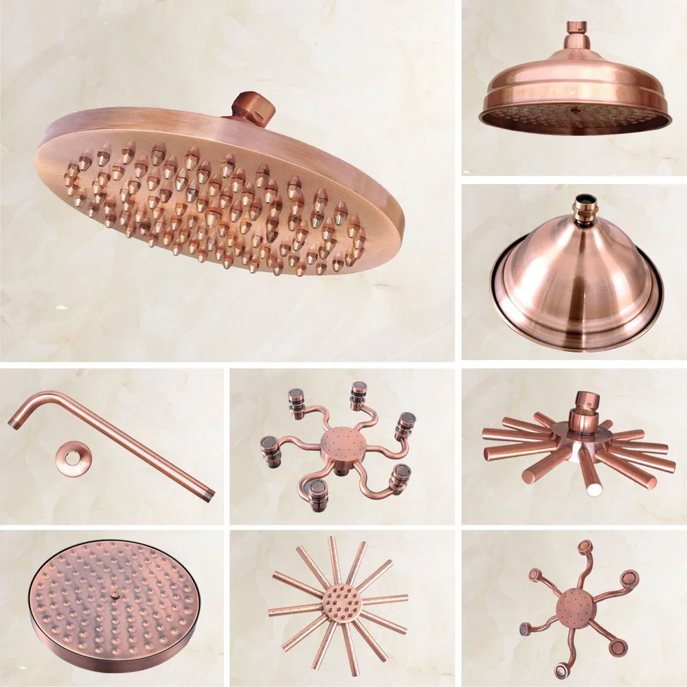 

Bathroom Accessory /Antique Red Copper Bathroom 8" inch Round Rainfall Rain Shower Heads & Wall Mounted Shower Arm Lzh374