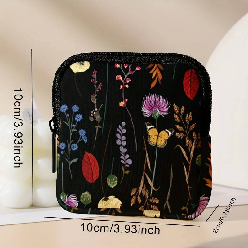 1 pc Flower pattern printing large capacity coin wallet, digital printing coin wallet storage bag, ideal choice for gifts