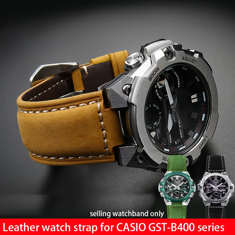 Convex leather watch belt for CASIO G Shock GST B400/ GST B200