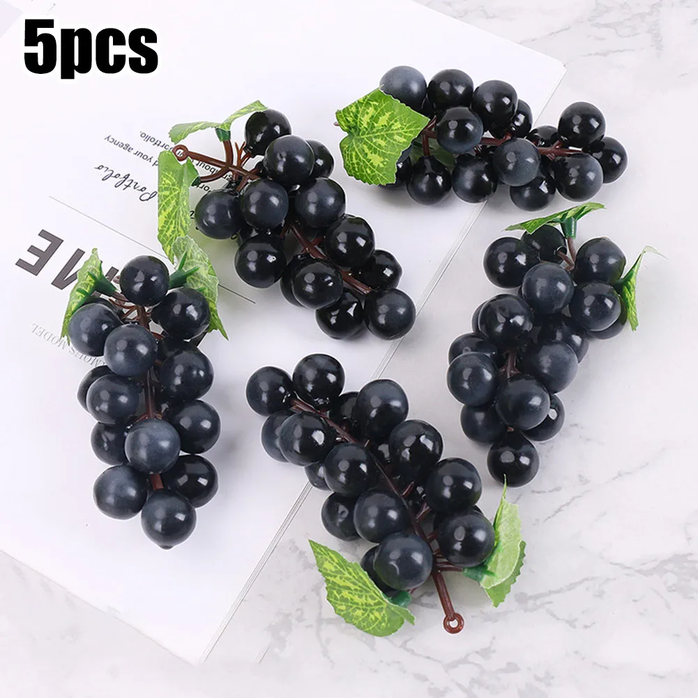 

Artificial Grape Simulation Decoration Flower Fruit Fake Home Leaves Lifelike Office Plant 18 Grapes 5 Bunches