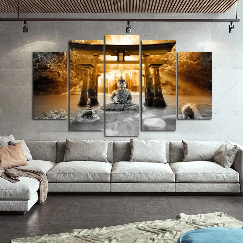 5 Panels Lord Ganesha Home Docor Elephant Posters And Prints