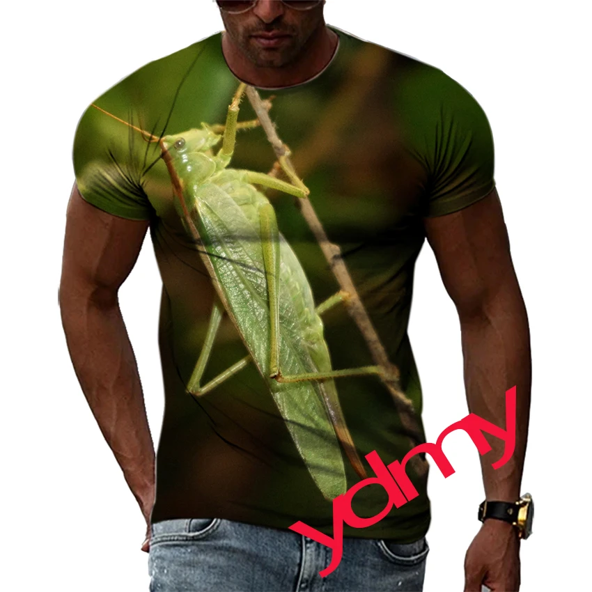 mobil Guvernør magnet New Tide Fashion Summer Grasshopper Picture Casual Print Tees Hip Hop  Personality Round Neck Short Sleev Tops Men's T-shirt