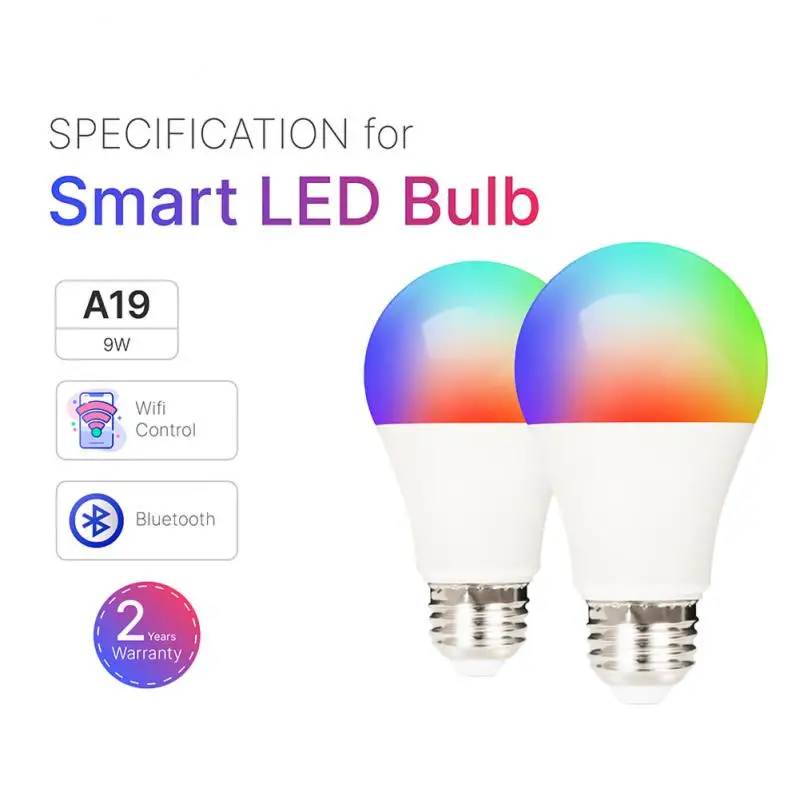 

Светодиодная умная лампочка E27 Tuya Wifi RGB Smart Lamp RGBCW, лампочки с регулируемой яркостью, приложение Smartlife работает с Alexa Smartthings
