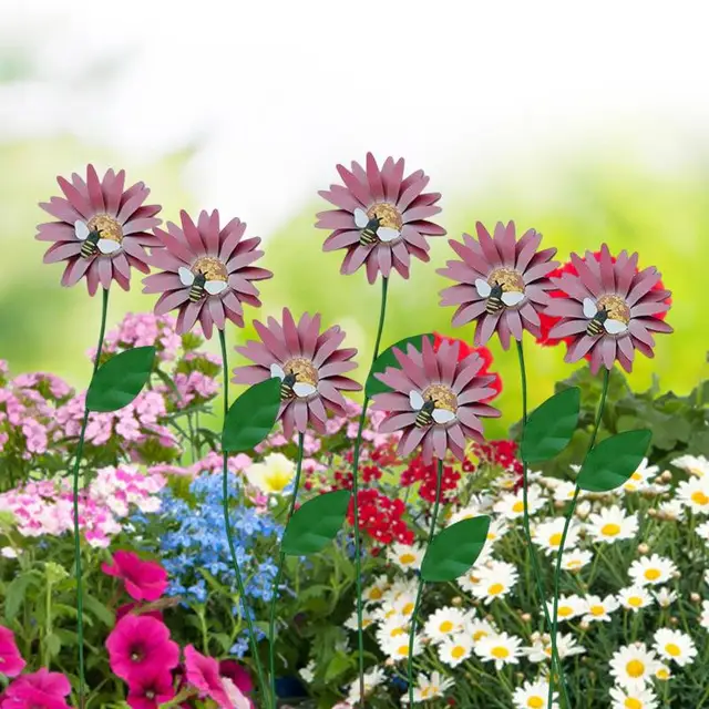 Kerti Dekoratív Tét Rozsdaálló Fém Virágos Vízálló Vasvirág Dísz Kültéri Gyep Udvari Dekoráció - Image 3