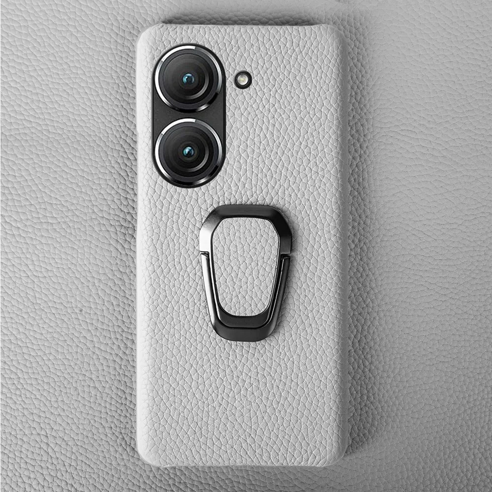 Handmade Genuine Leather Protective Phone Case with Stand Holder, Back Shell Cover
