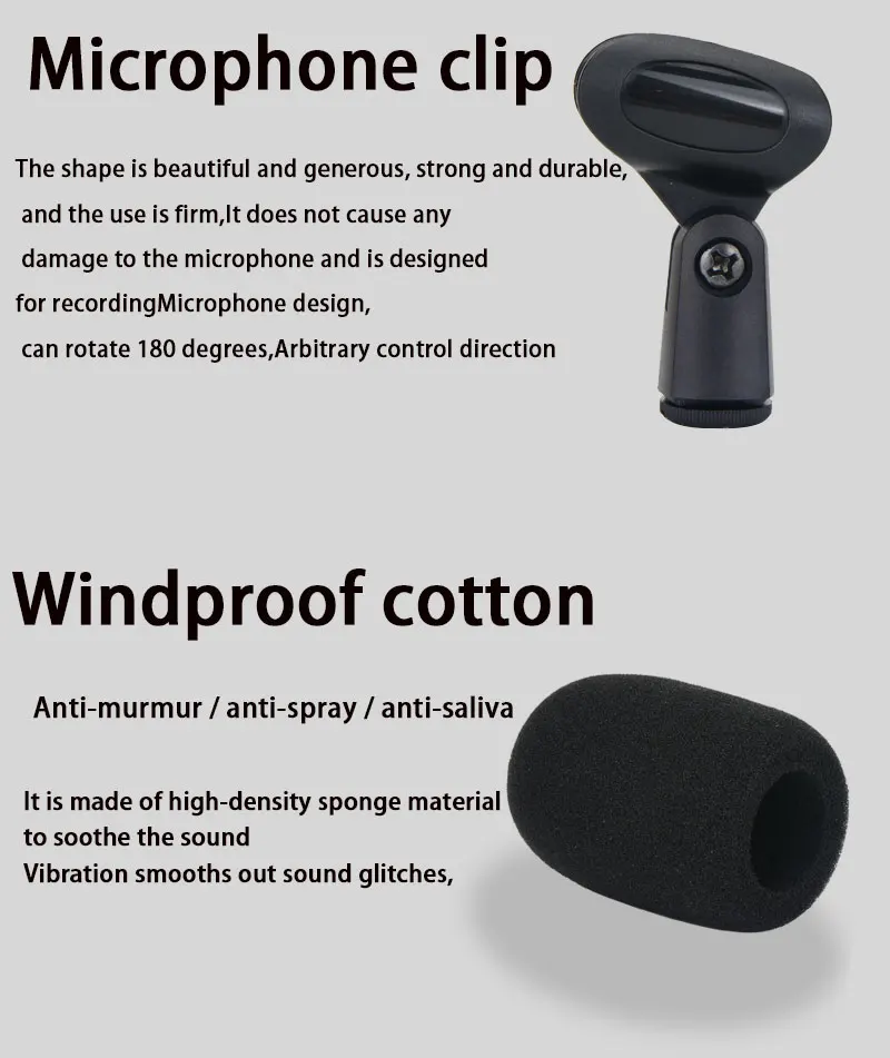 E914 Heart-Shaped Instrument Microphone, Windproof Cotton Condenser Microphone,For Bands/Stages/Recording Studio Recording ﻿