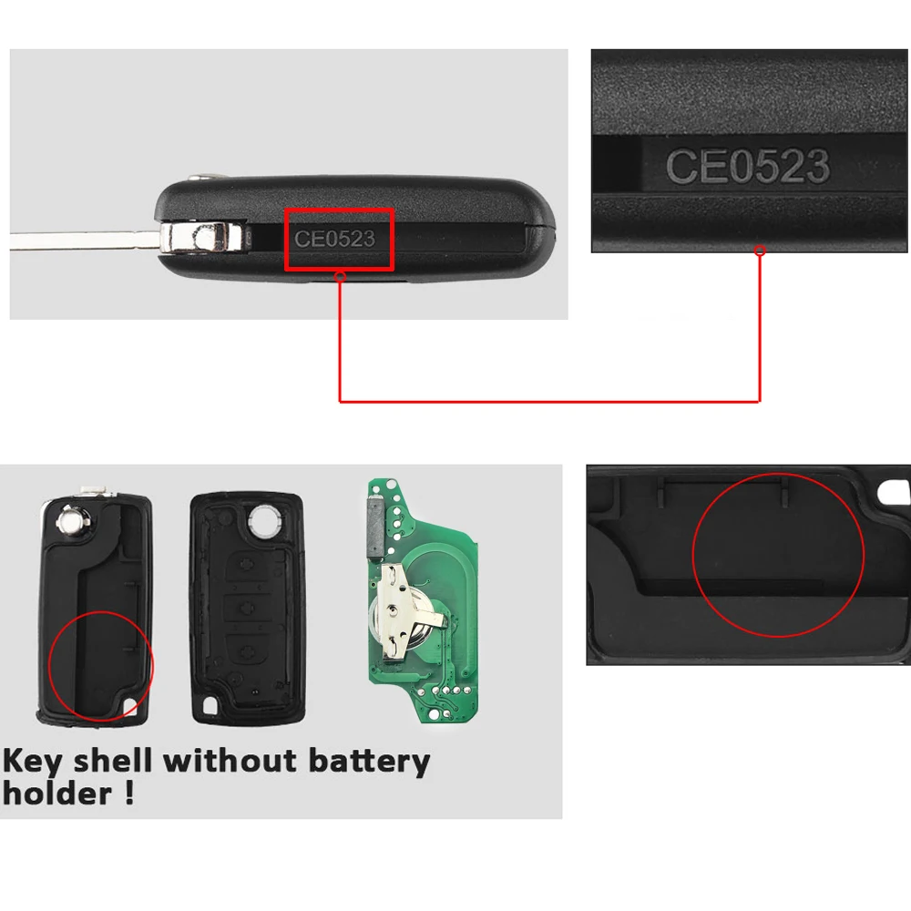 2/3 Buttons Flip Car Remote Key 433MHz For CITROEN C1 C2 C3 C4 C5 Berlingo Picasso For Peugeot 207 307 407 ID46 CE0536 car remote key car key