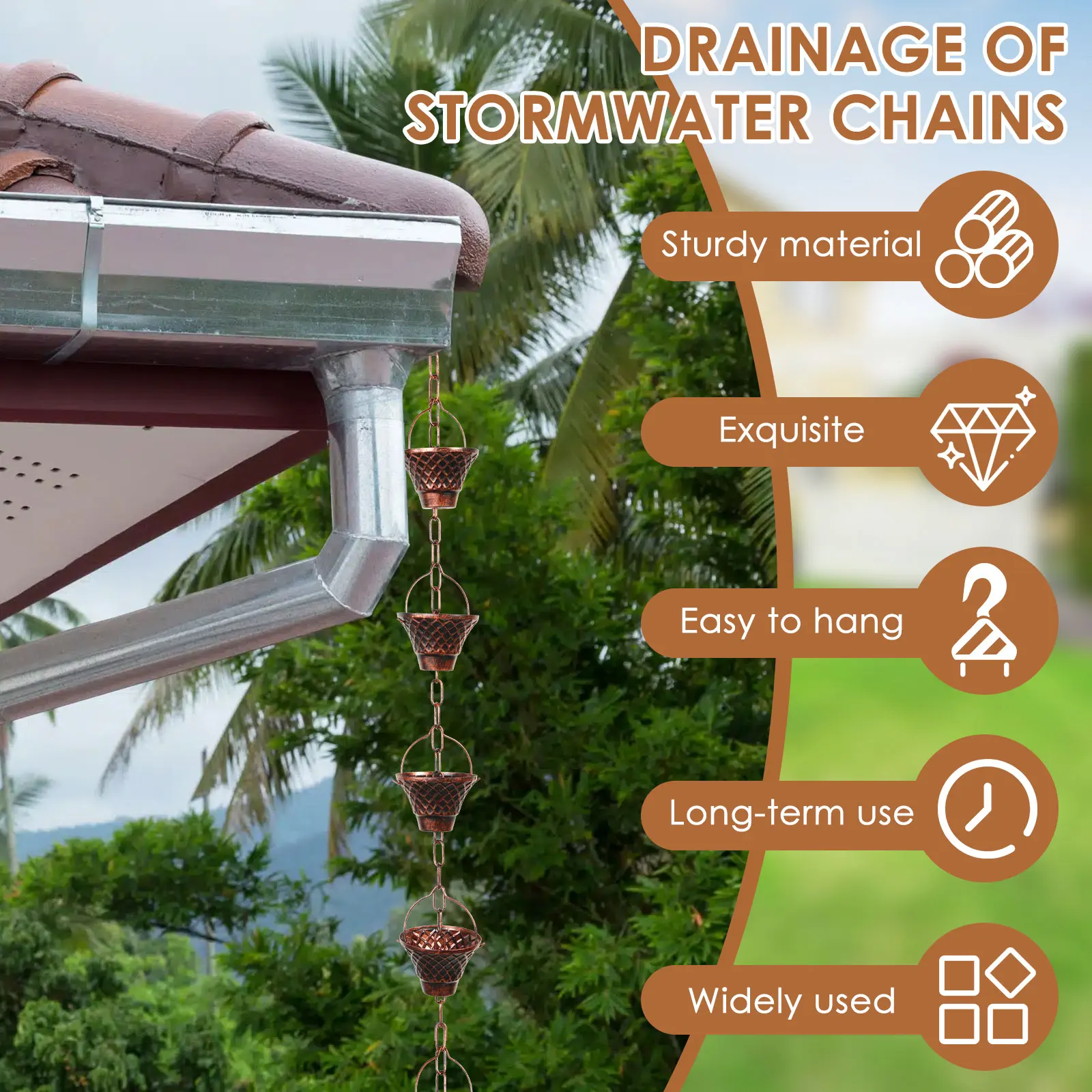 Decorative Metal Rain Chain Downspout 2